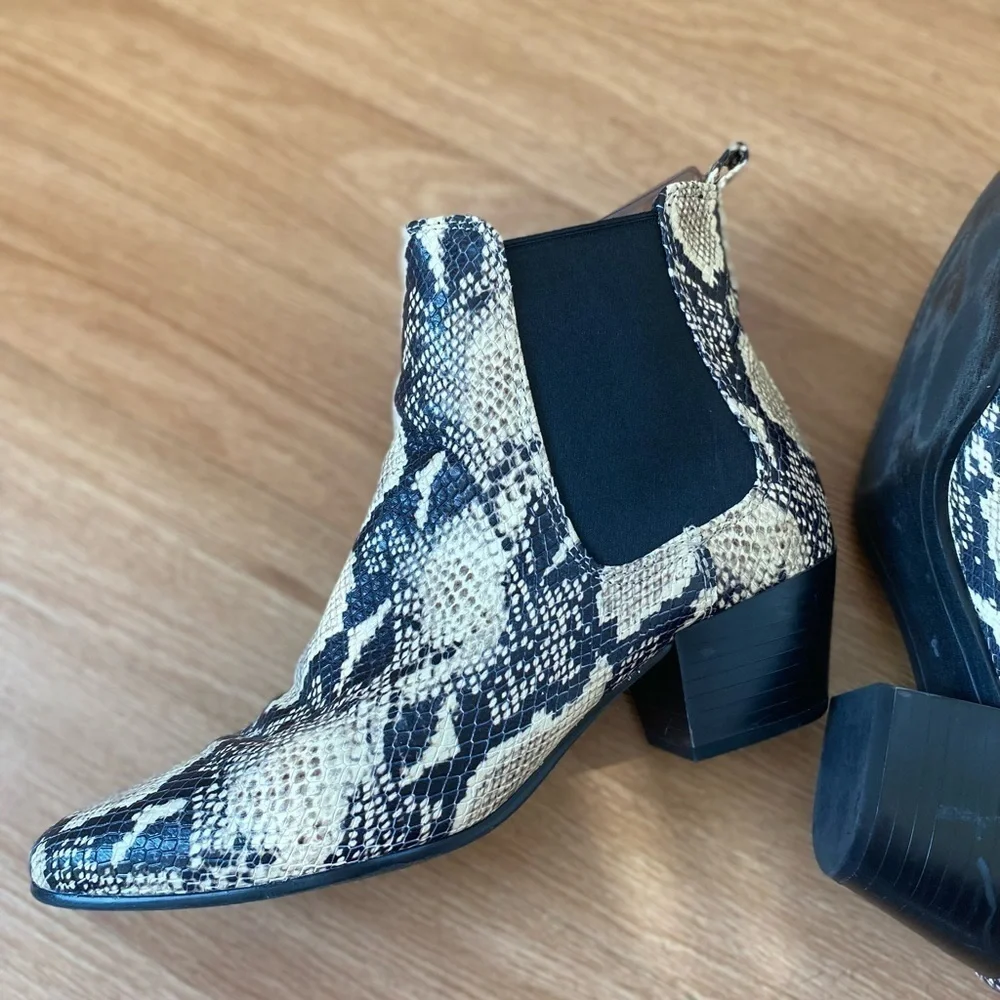 Sam Edelman Reesa Python Snakeskin Cowboy Western Ankle Boots Women’s Size 8